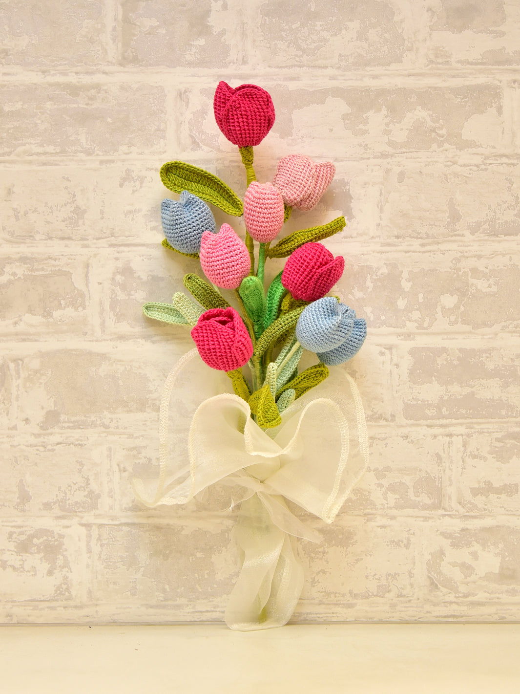 Handcrafted Elegance: Crocheted Tulip Bouquet for Timeless Beauty