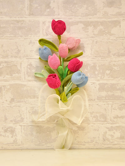 Handcrafted Elegance: Crocheted Tulip Bouquet for Timeless Beauty