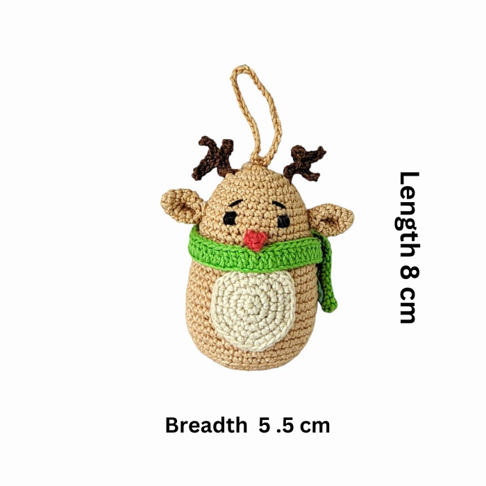 Handcrafted Crochet Christmas Tree Ornament- Reindeer