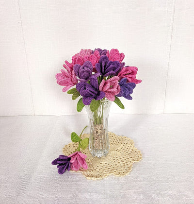 Trendy Handcrafted Crochet Tulips: Unique Home Decor Flowers