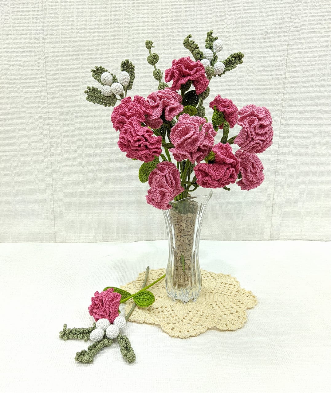 Vibrant Blooms: Colorful Handmade Crochet Carnations for Home