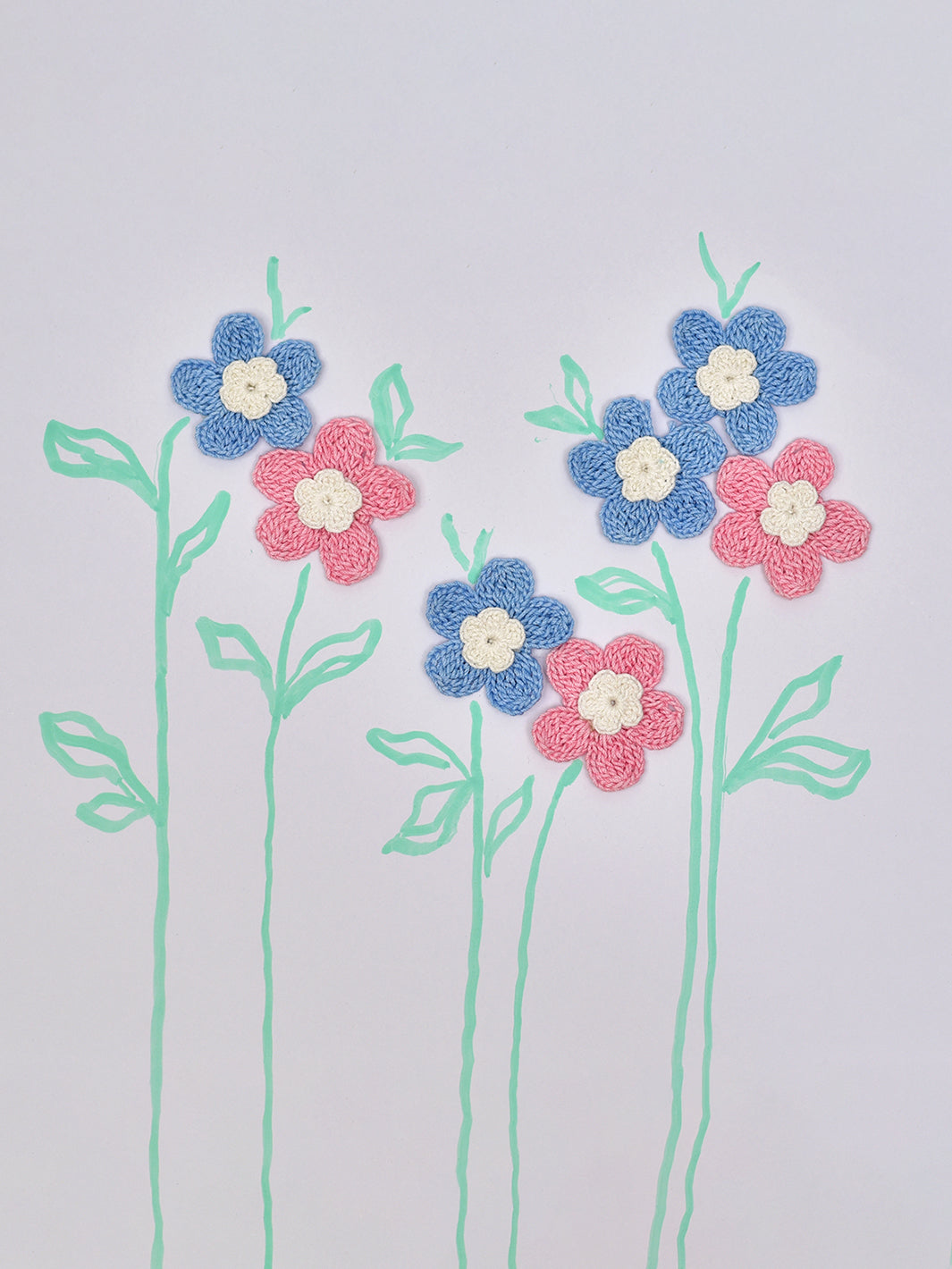 Handcrafted Crochet Flower Motifs- Pink & Blue