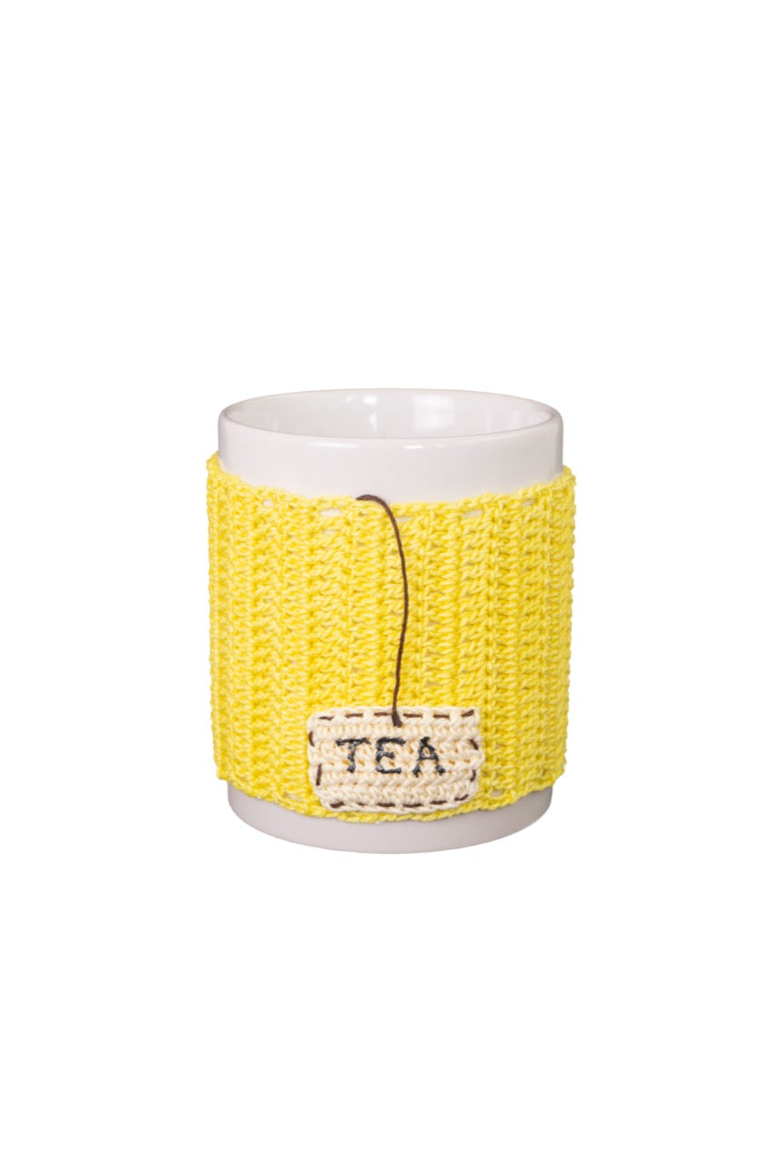 Handcrafted crochet cozy cup-Iconic Yellow