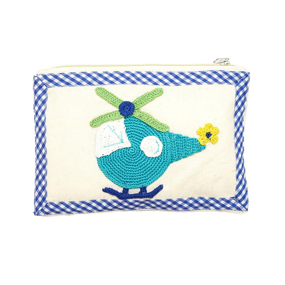 Handcrafted Amigurumi Cotton Storage
 Pouch with Helicopter Motifs