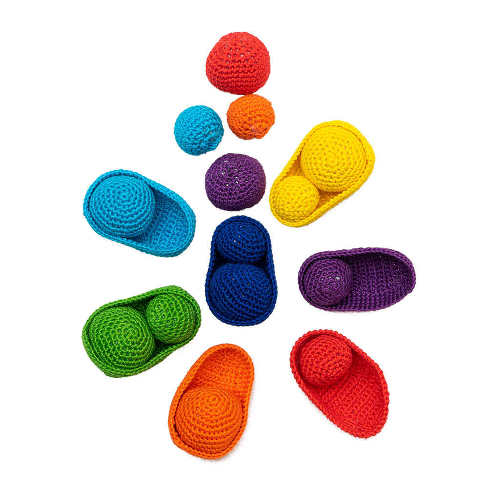 Handcrafted Amigurumi Montessori 
Rainbow Balls and baskets set