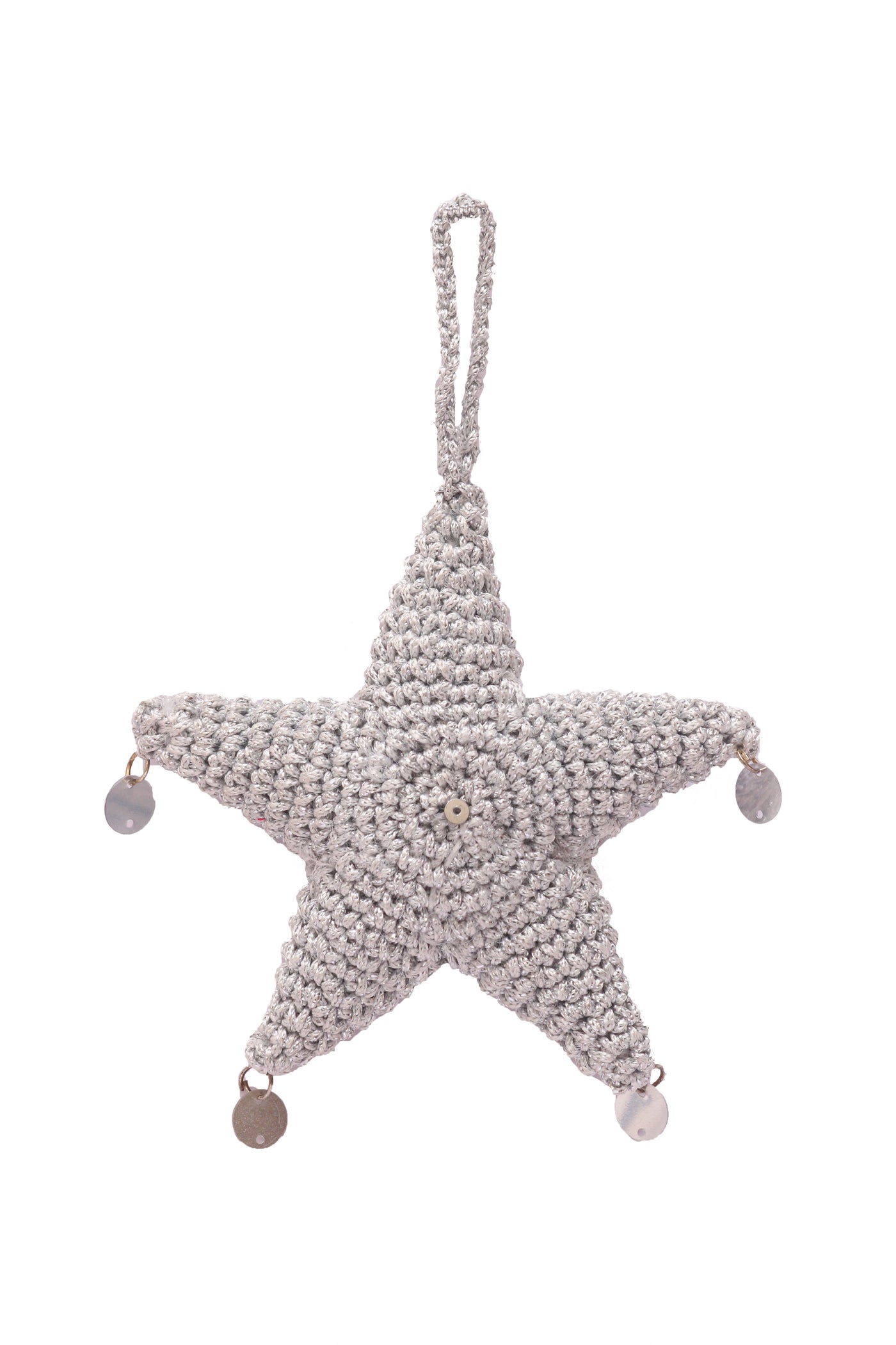 Handcrafted Amigurumi Christmas Tree Ornament-
star crochet- Silver