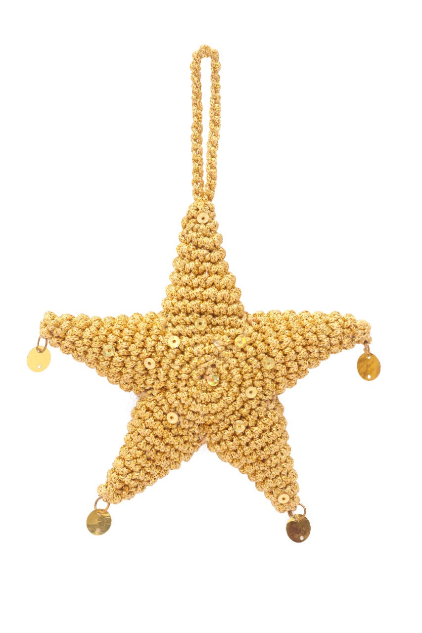Handcrafted Amigurumi Christmas Tree Ornament-
star crochet-gold
