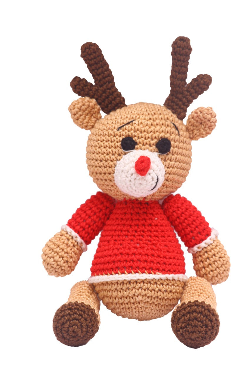 Handcrafted Amigurumi Christmas Soft Toy- boy  reindeer
