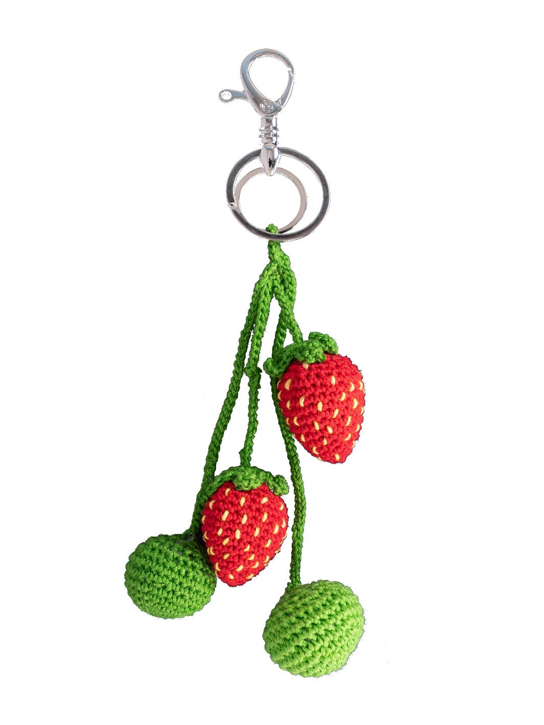 Happy Threads Red Strawberry Crochet Keychain