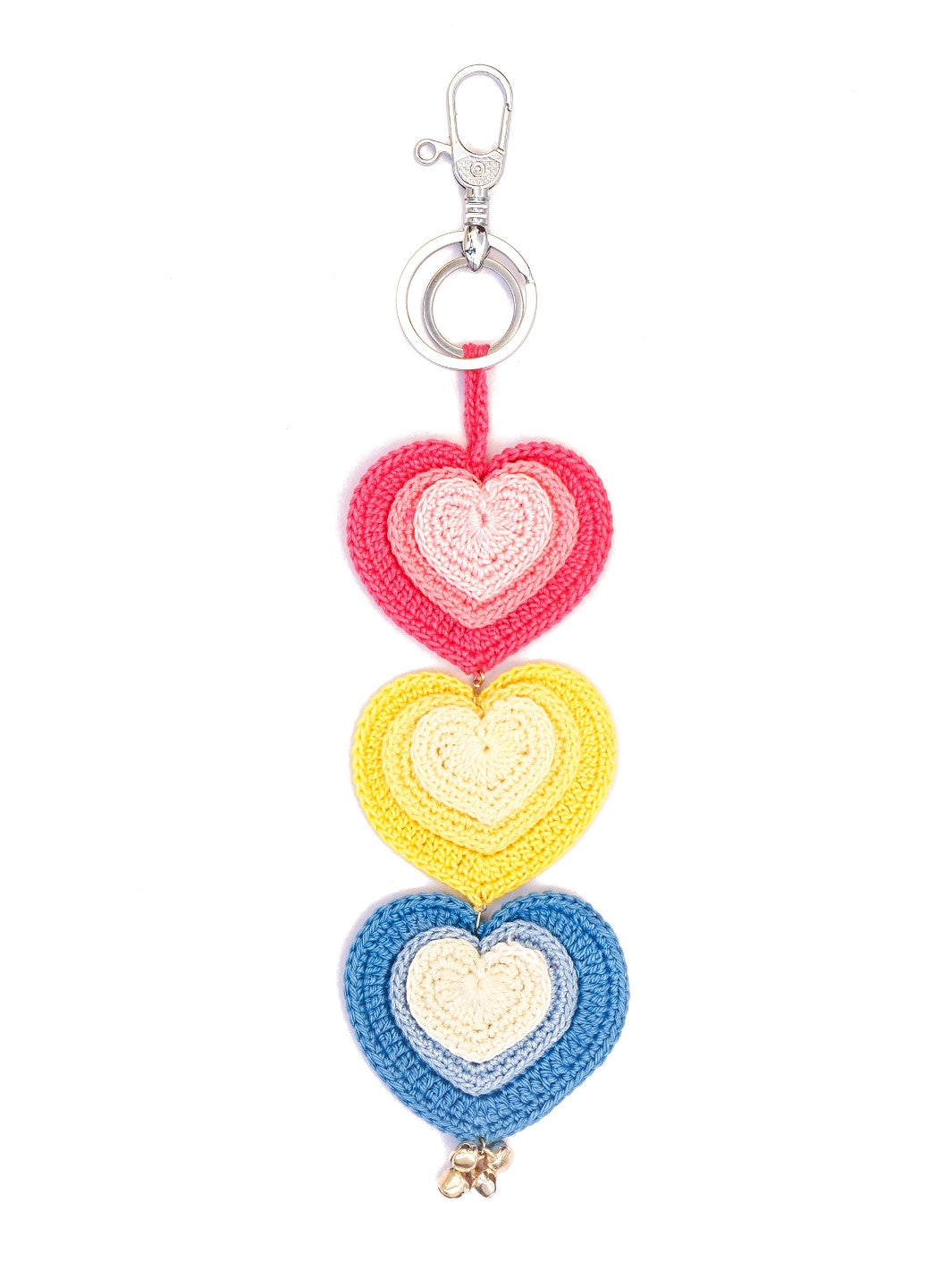 Handcrafted Trendy Crochet Danglers-  Colourful Hearts