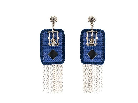 Handcrafted Crochet Earrings- Blue