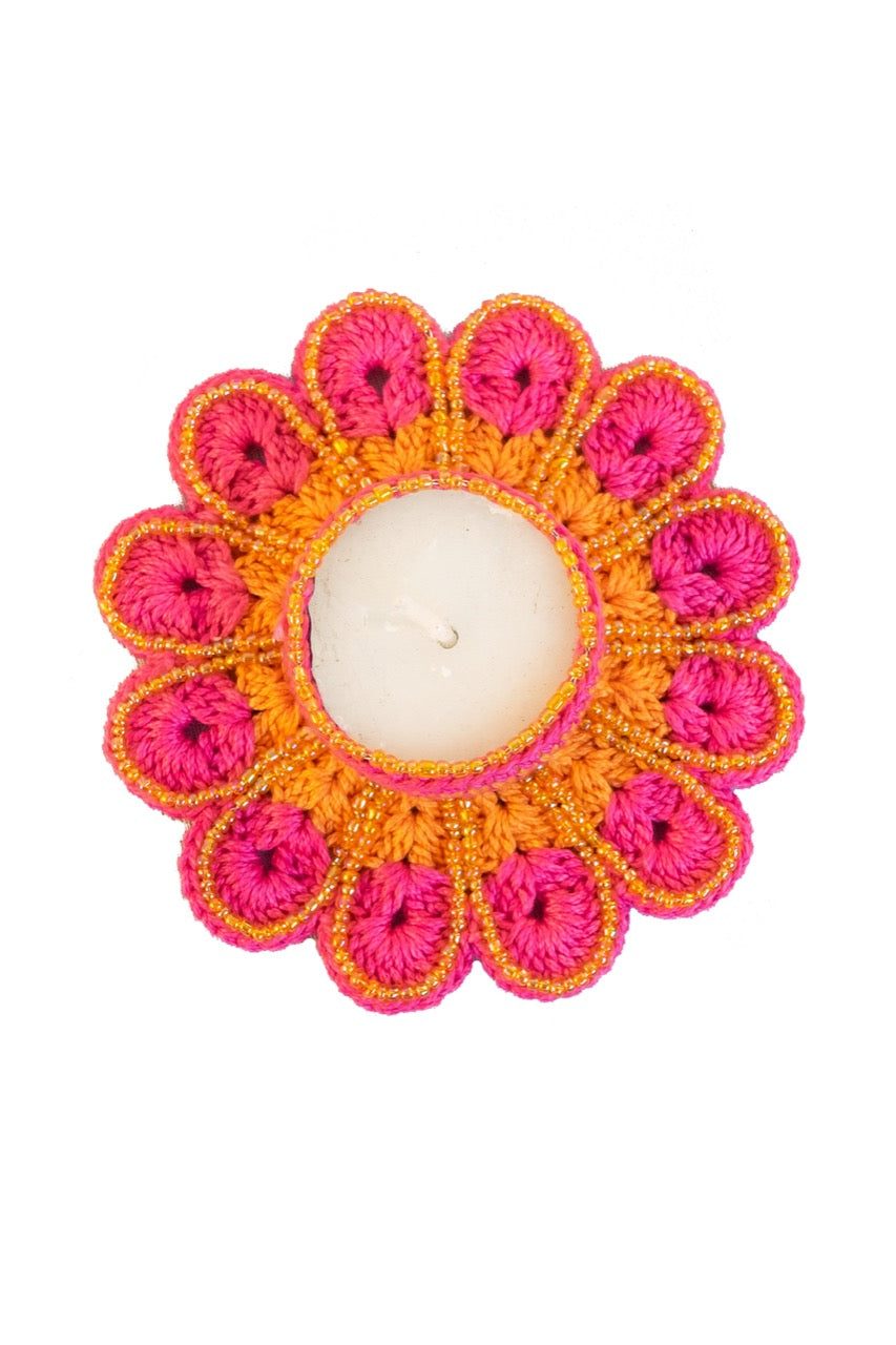 Handcrafted Colourful Crochet Tealight