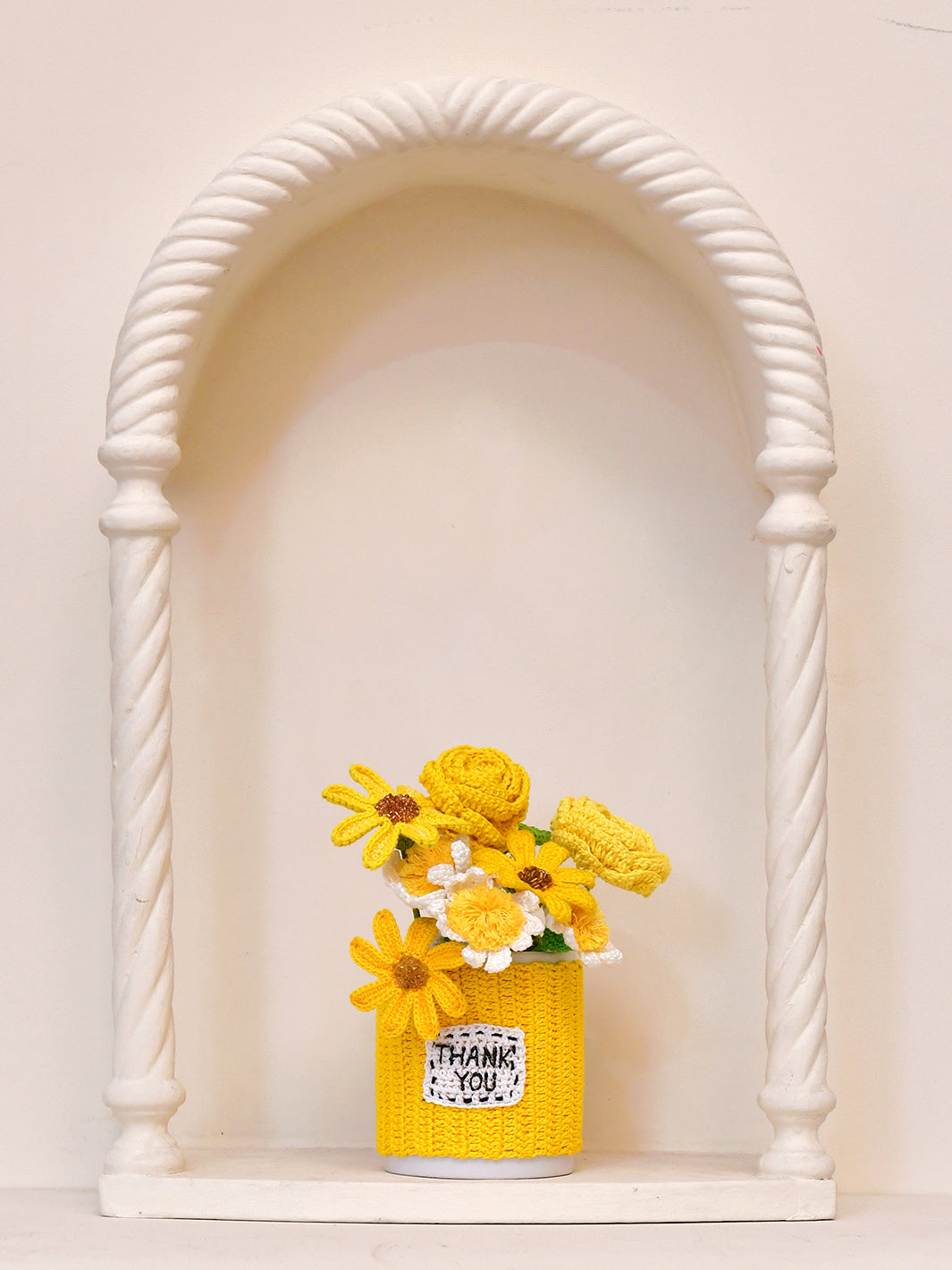 Sunny Delight: Crochet Yellow Rose & Daisy Mug Bouquet